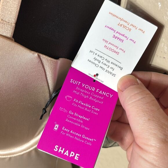 Spanx women’s large suit your fancy convertible strapless mid thigh bodysuit - Picture 4 of 10